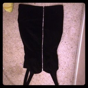 Fitted black velvet zip up dress